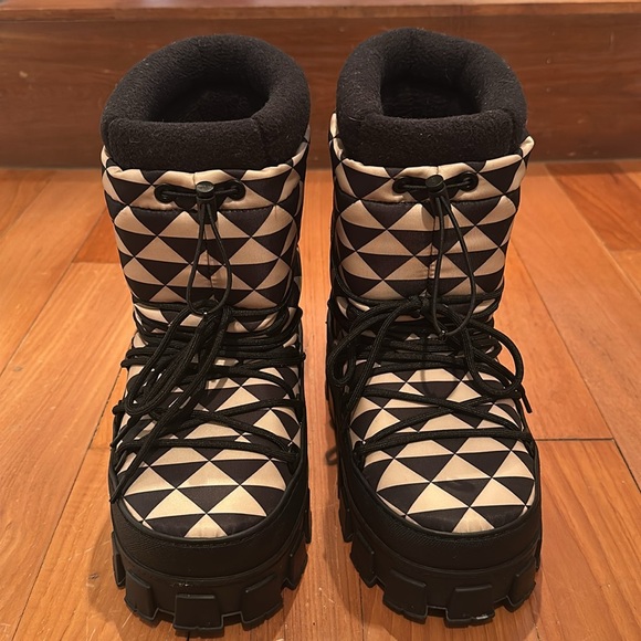 PRADA Nylon Applet Triangle Snow Boots 37 - Picture 2 of 7